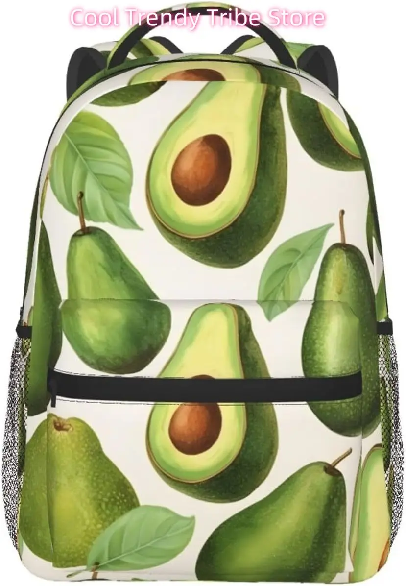 Tas Laptop Kembali Ke Sekolah Ransel Laptop Ringan Alpukat Hijau Lucu Tas Daypack Kasual Perjalanan Serbaguna Ringan Uniseks