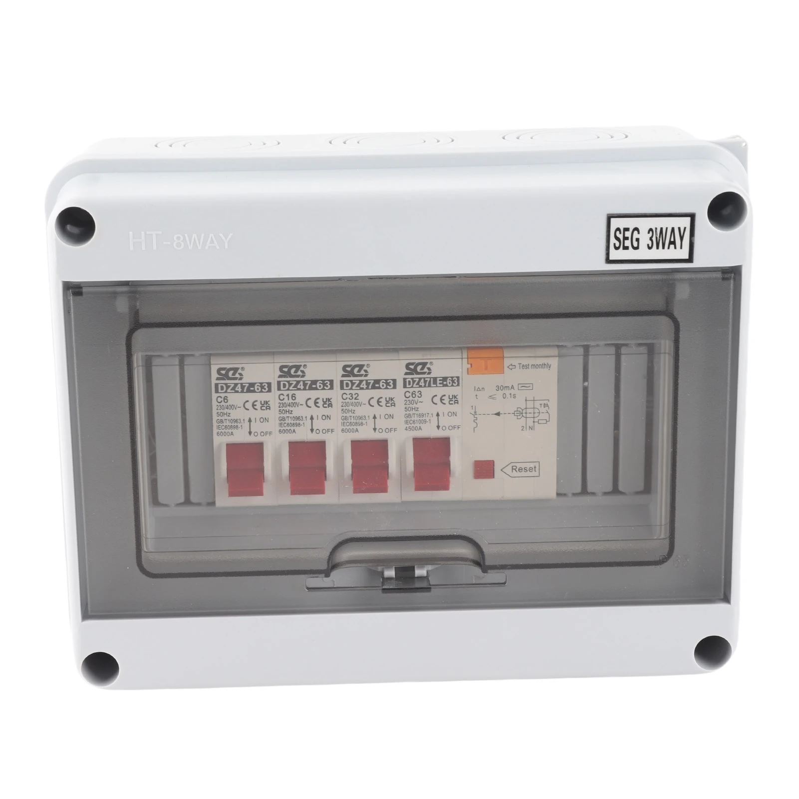 3 Way Garage Caravan Consumer Unit 63A 30mA RCD 3MCB 6A+16A+32A 230/400V
