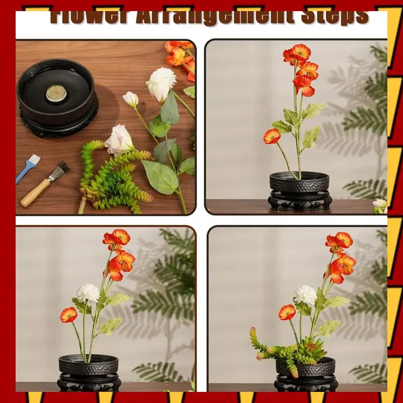 

ABNP Ikebana с 2,1-дюймовой цветочной лягушкой, цветочным горшком, инструментом для выпрямления иглы, основой цветочного горшка и полой для чистки