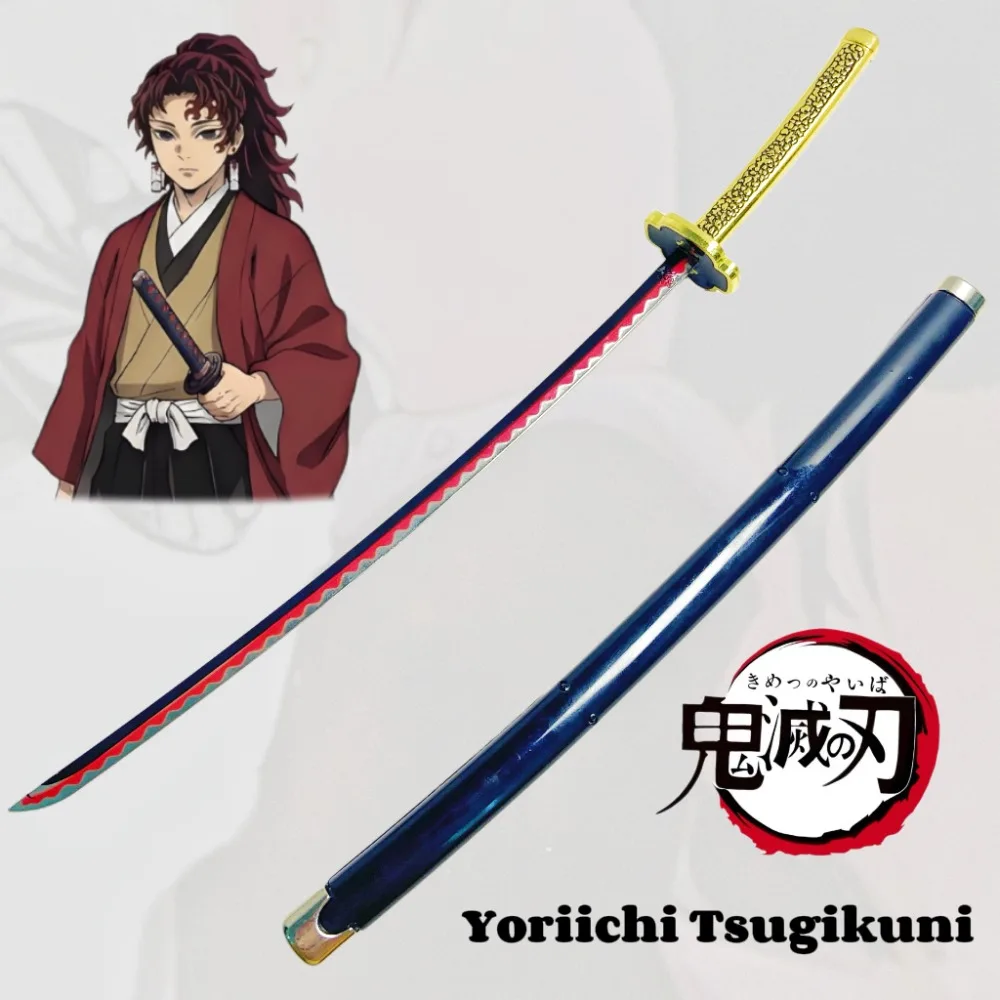 Épée Katana en métal Demon Slayer Tsugikuni Yoriichi, sabre de samouraï japonais, couteau Ninja, accessoires de Cosplay, jouet accessoire, 9.4 pouces