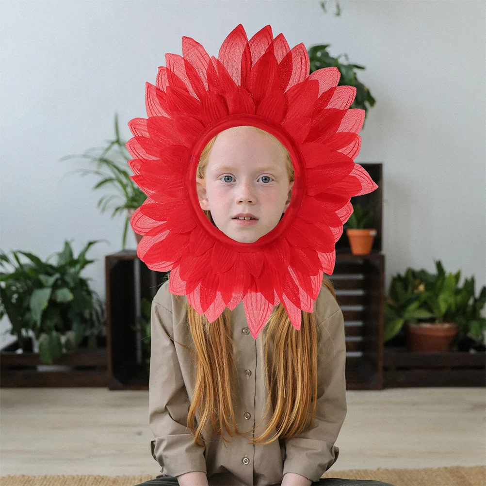 

2pcs Red Headgear Sunflower Headwear For Dance Costume Party Dance Costume Funny Hats Photo Prop Festival Accessory