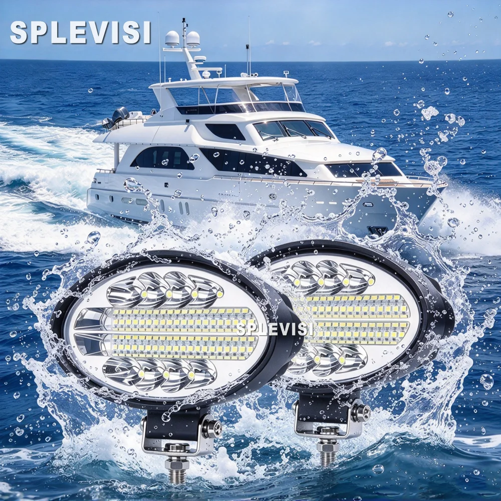 2Pcs DC12-60v 144W Bright White LED Light Pods Boat Deck Spot Flood Combo, T-top Stern Ponton Yacht Sailboat Deck Dock Lighting,