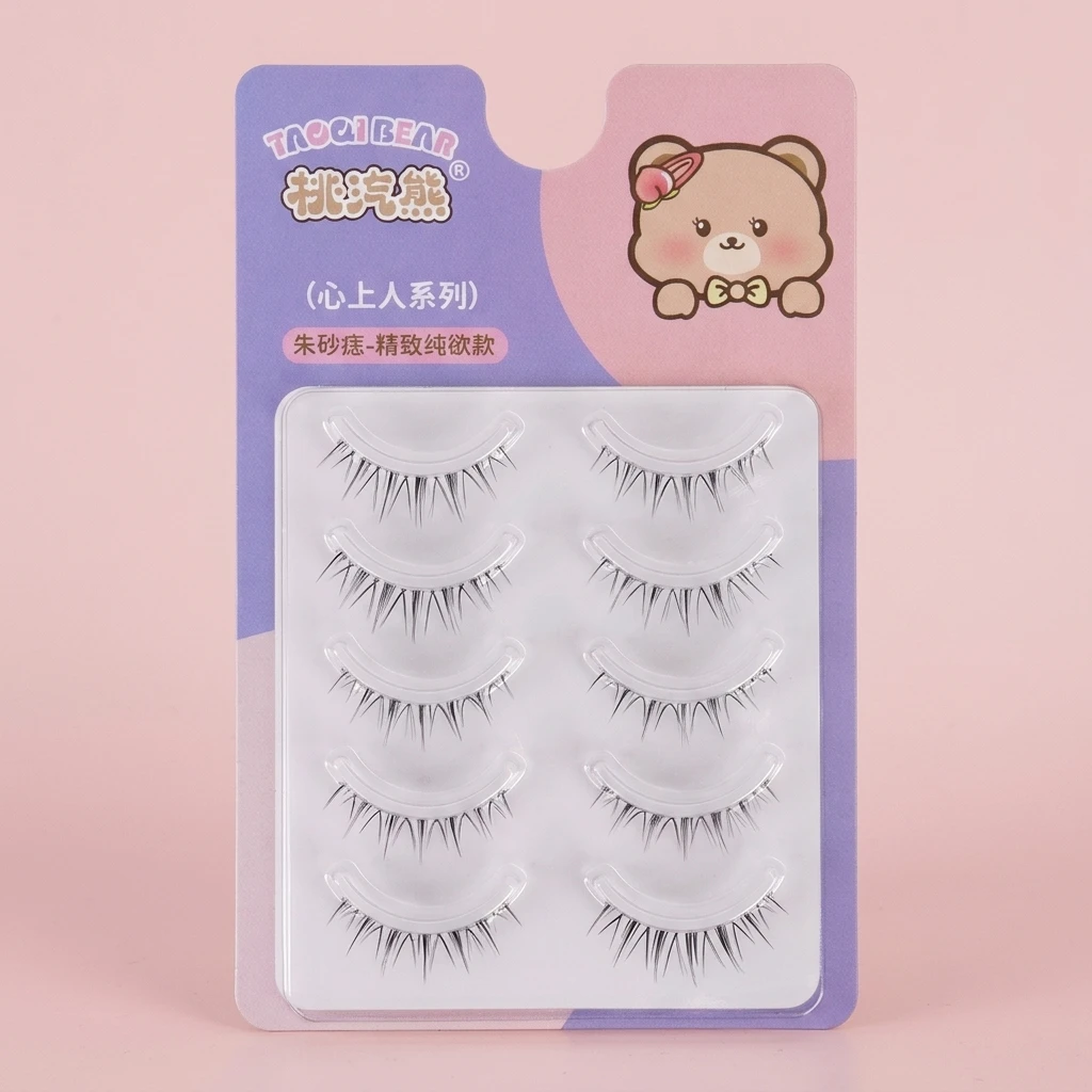 Bionic False Eyelashes Natural Look for Daily Makeup C Curl Synthetic Fiber Clear Band Lightweight Cosplay Stage Lashes
