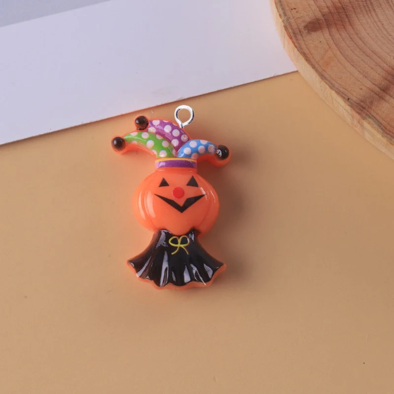 10pcs European Resin Halloween Charms Kawaii Pumpkin Ghost Skeleton Cat Pendants Crafts Decor DIY Earring Jewelry Making C467