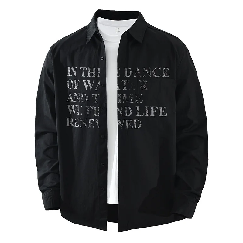 

Весна-лето, новая белая рубашка с длинным рукавом, мужские уличные рубашки с буквами, мужские повседневные рубашки из чистого хлопка, корейская модная уличная одежда