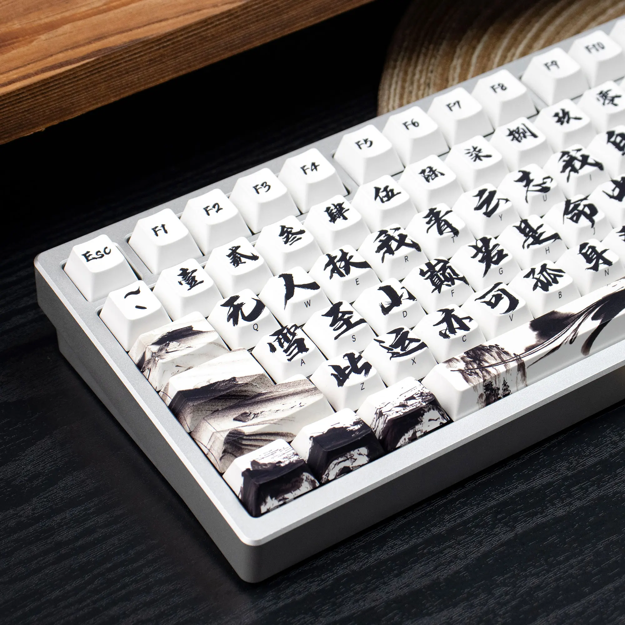 Mint antique Qingyunzhi side engraving mechanical keyboard keycap transparent pad printing PBT hot sublimation full set original