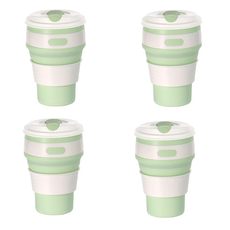 

DW-Light Green Silicone Foldable Travel Cup-Camping Cup, Foldable Water Cup, Adult Drinking Cup with
