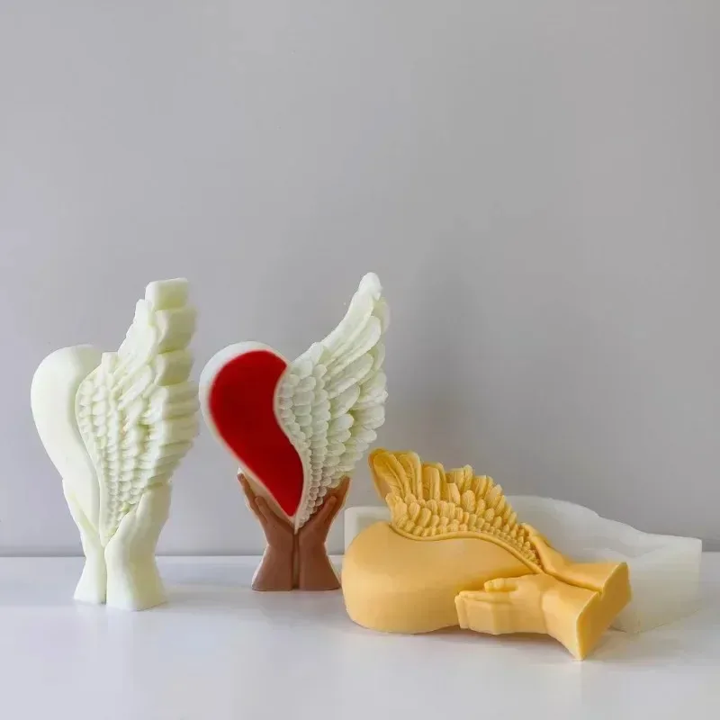 Premium 1 Stück 3D Liebesengel-Flügel Silikon-Kerzenform DIY Bastelbedarf für Gips Harz Zement Seife Kerzenherstellung Heimdekoration Geschenke