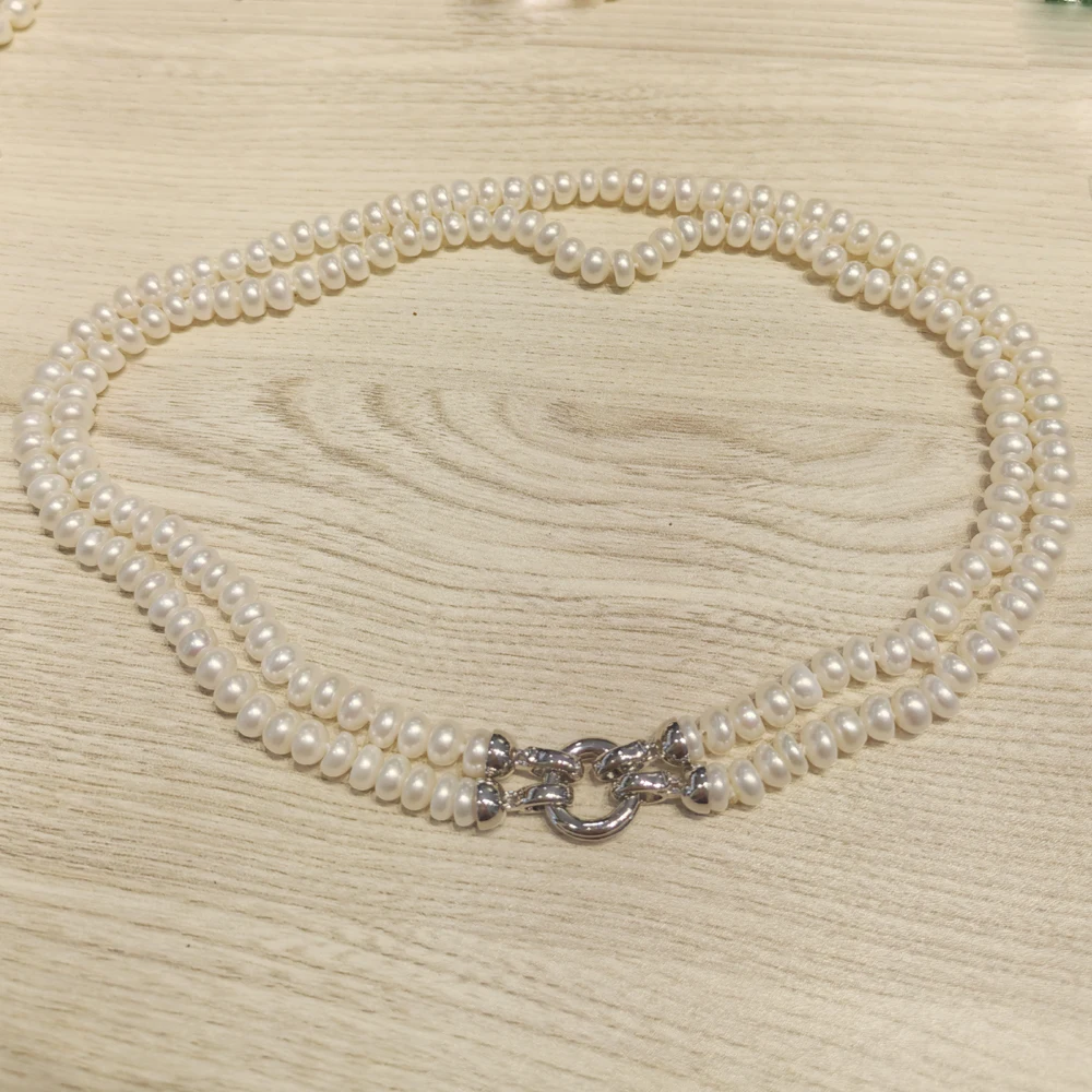 8-9mm natural freshwater pearl double layered necklace, one style with multiple wearing styles