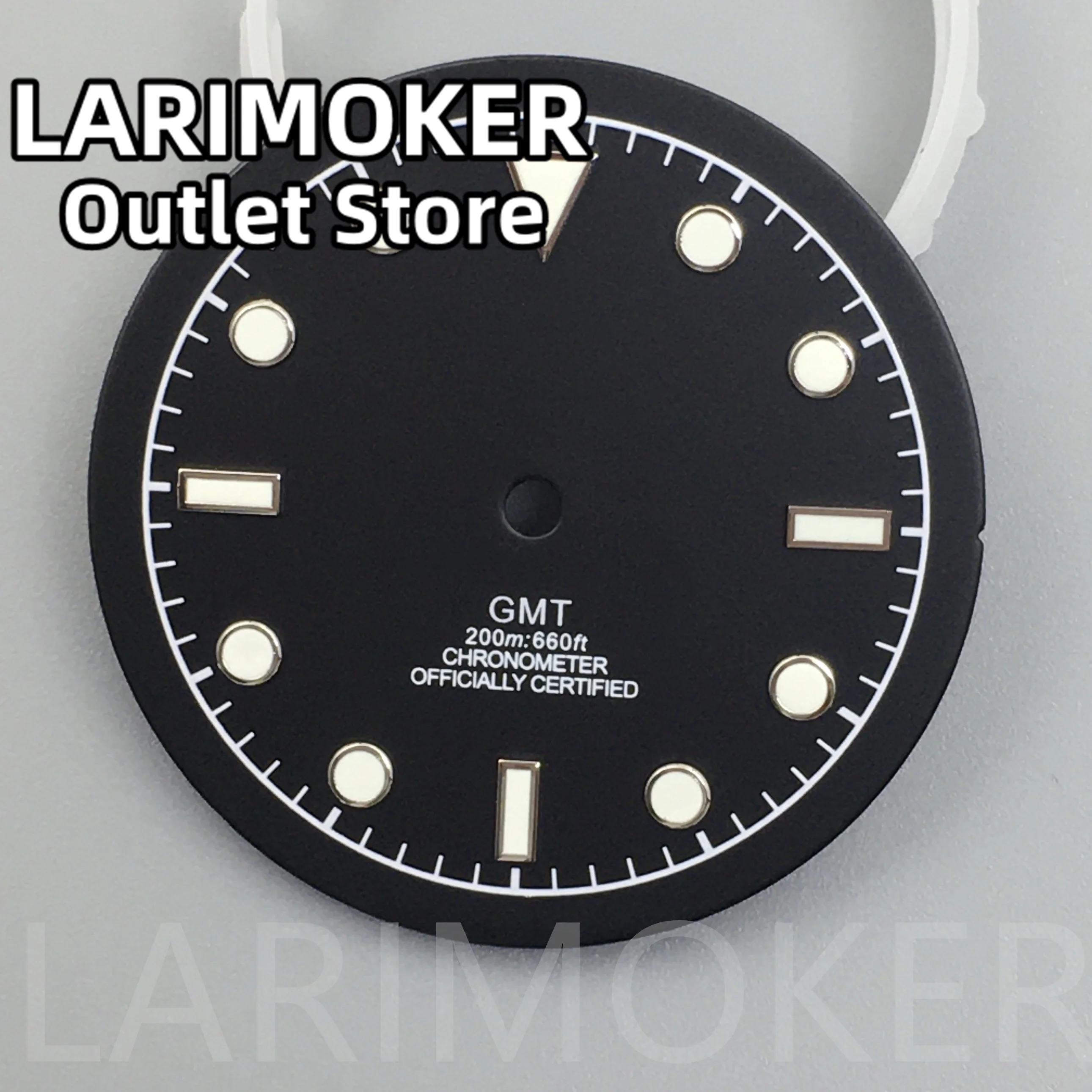 LARIMOKER  33.5mm black grey dial GMT green luminous watch dial for NH34 Movement watch accessories repair tools