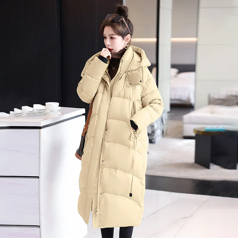 Long Puffer Coats for Women, White Goose Down, Windproof, Casual Parka, Slim Female Jacket, Korean Fashion, Winter, New, 2024