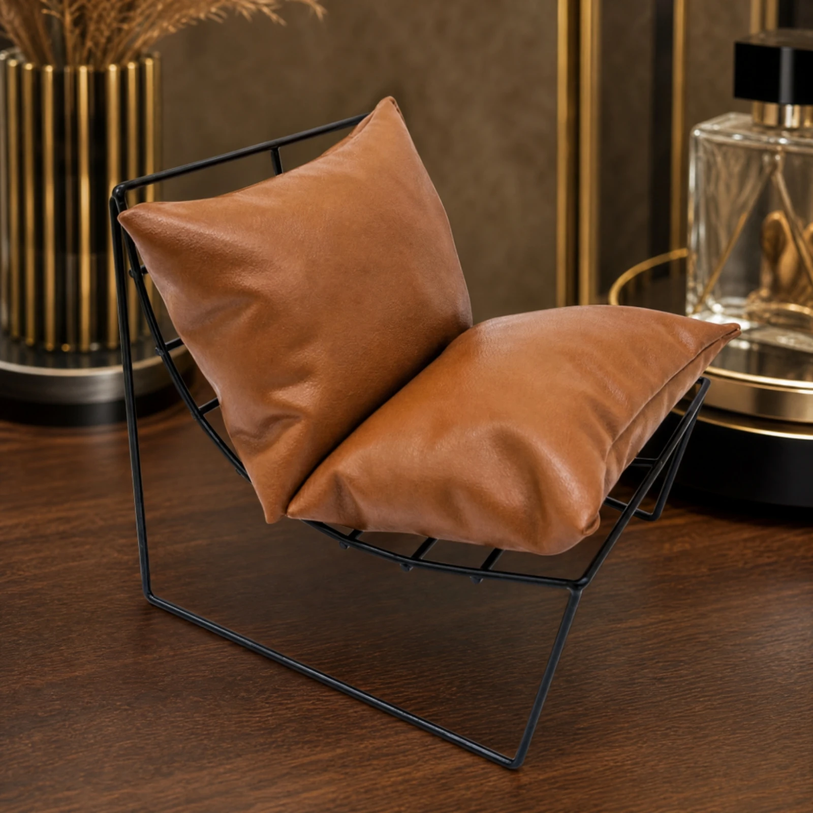 Miniature Moon Chair with Leather Cushions Lightweight 1/6 Scale Moon Chair Fashion Doll Seat High Quality Modern