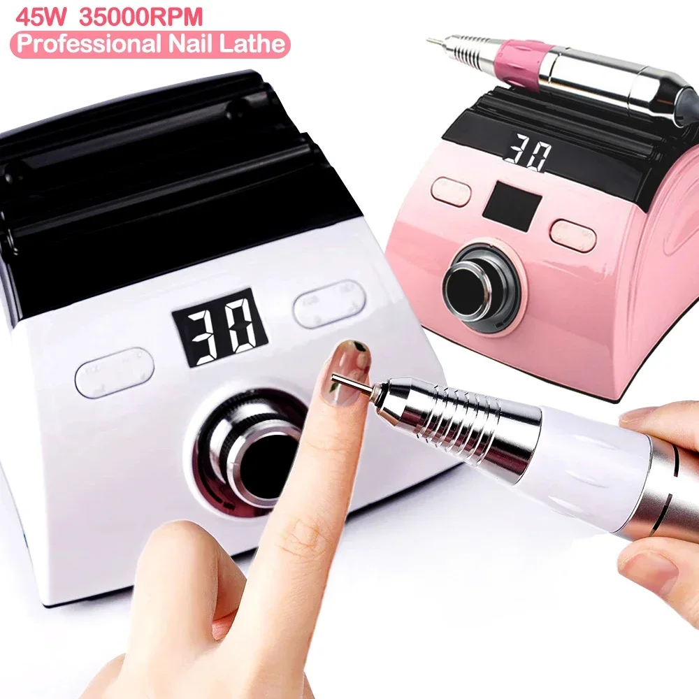 Professional Nail Drill Machine 35000RPM Manicure Machine Apparatus for Pedicure Kit Electric Nail File with Cutter Random