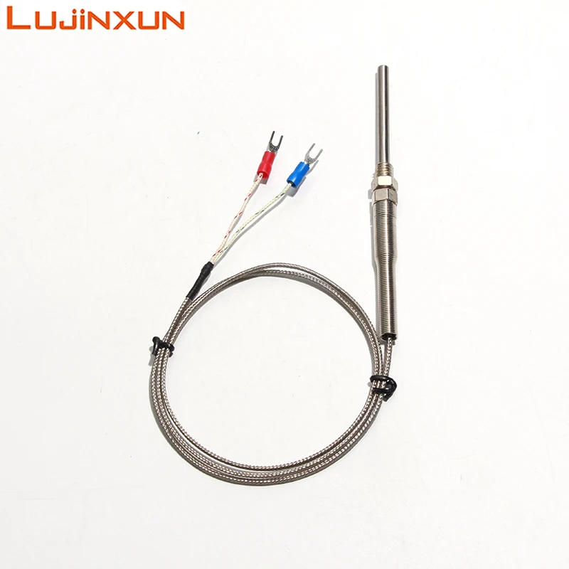 LUJINXUN M6*1mm,M27*2mm Screw Thermocouple Sensor K/J/E-type PT100  Stainless Steel Temperature Probe 4/8x100mm 1pc