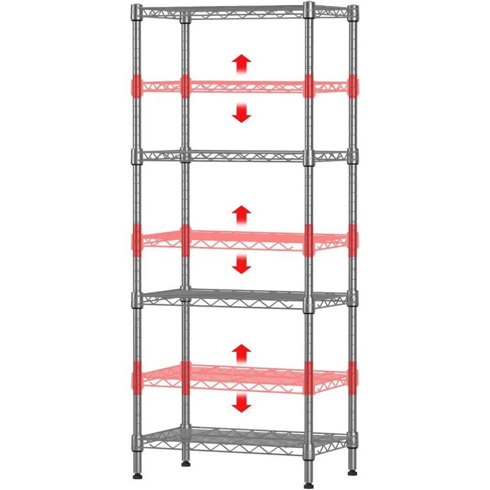 SINGAYE 4 Tier Shelf Adjustable Storage Shelf Wire Shelving,350LBS Load Capacity,Metal Storage Rack for Kitchen Office Home