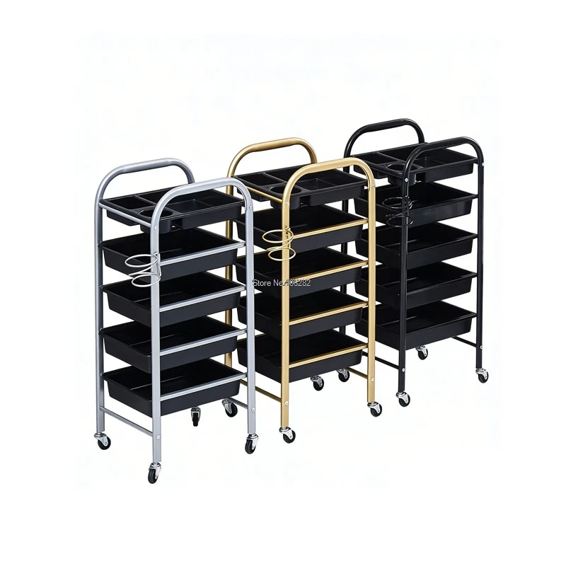 Multi-layer Large Capacity Beauty Salon Cart Hair Dyeing Tool Cart Beauty and Hair Organizer Cart with Wheels Retro Barbershop