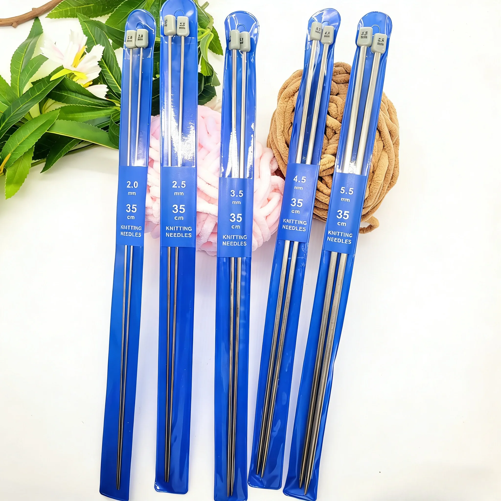 35cm Long Stainless Steel Single-Pointed Knitting Needles, 10-Piece Set, Including Sizes 2/2.5/3.5/4.5/5.5, Suitable for Knitting Enthusiasts, DIY Knitting Tools, for Knitting Scarves, Hats, Shoes