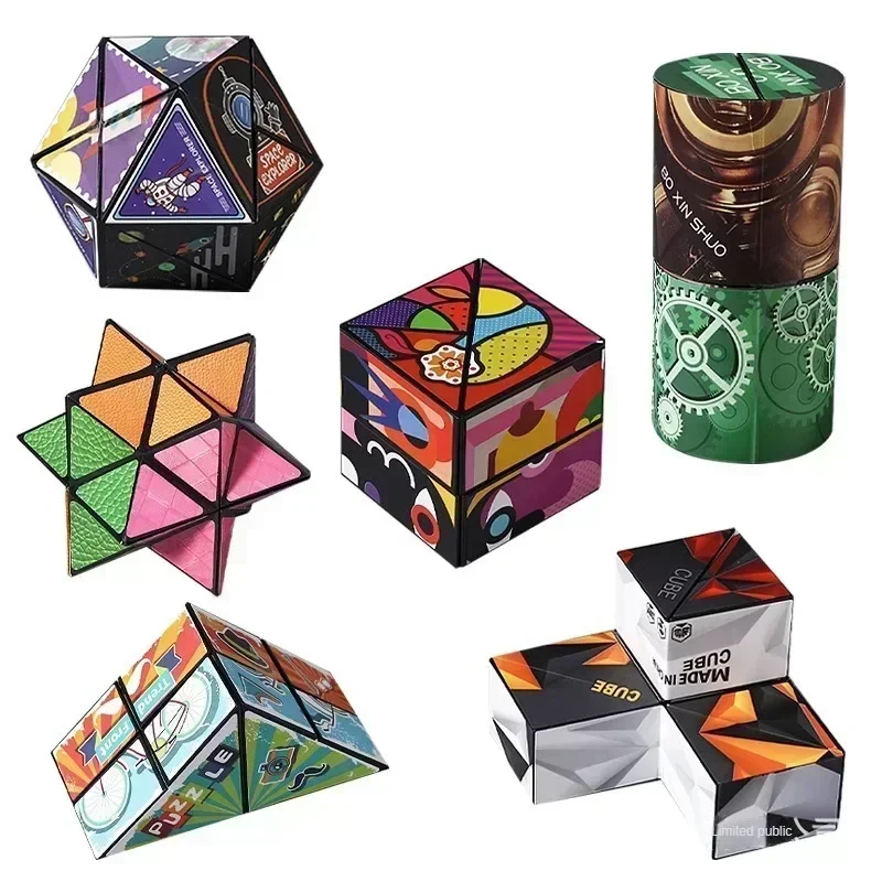 3D Shape Shifting Box Geometric Changeable Magnetic Magic Cube Decompression Hand Flip Puzzle Kids Reliever Fidget Toy