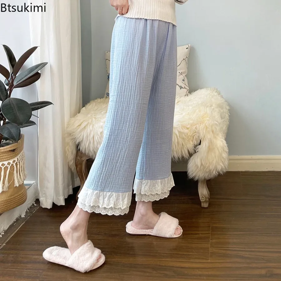 Solid Pajama Pants for Women Warm Spring Autumn Clothing Girls Comfortable Outwear Young Students College Chic Korean Style New