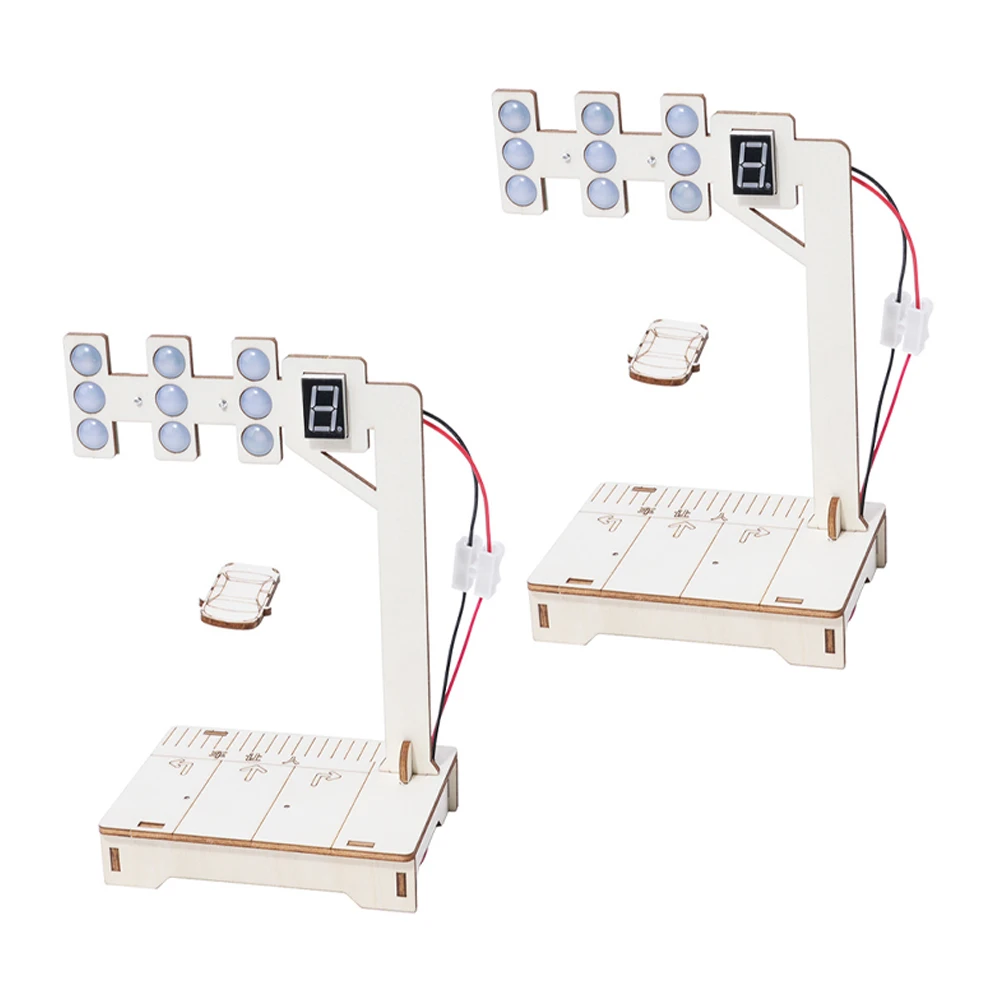 

2 Sets Diy Light Stem Wooden Kit Hands- Project Educational Building Set Traffic Signal Experiment - Wooden Traffic
