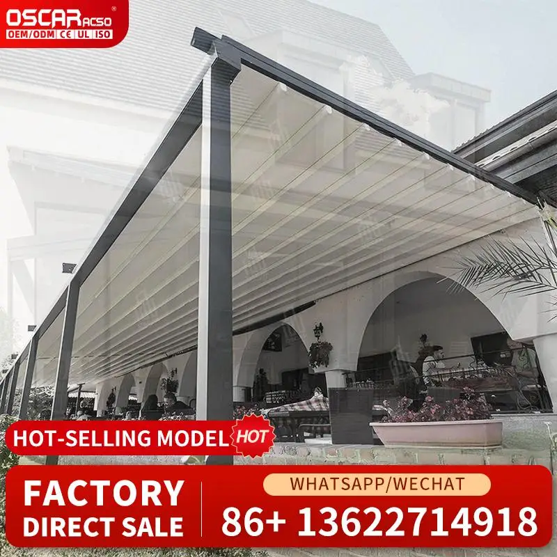 Retractable Aluminum Frame Shade Pergola with Side for Garden Patio Backyard Outdoor Retractable Canopy Pergola
