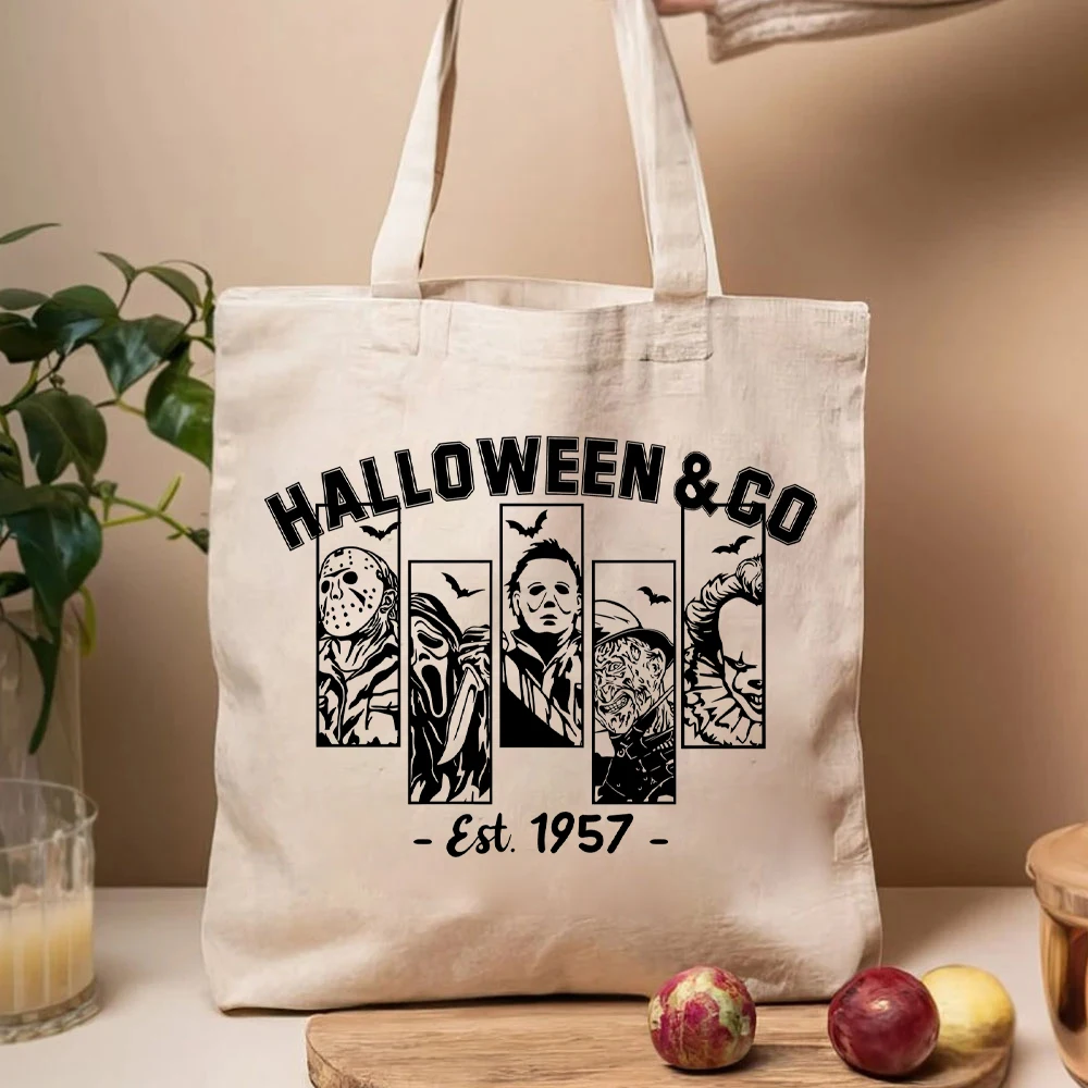 Halloween Horror Movie Killers SVG Tote Bags Halloween Horror Friends Svg Damskie torebki na zakupy Horror Movie Svg HandBags