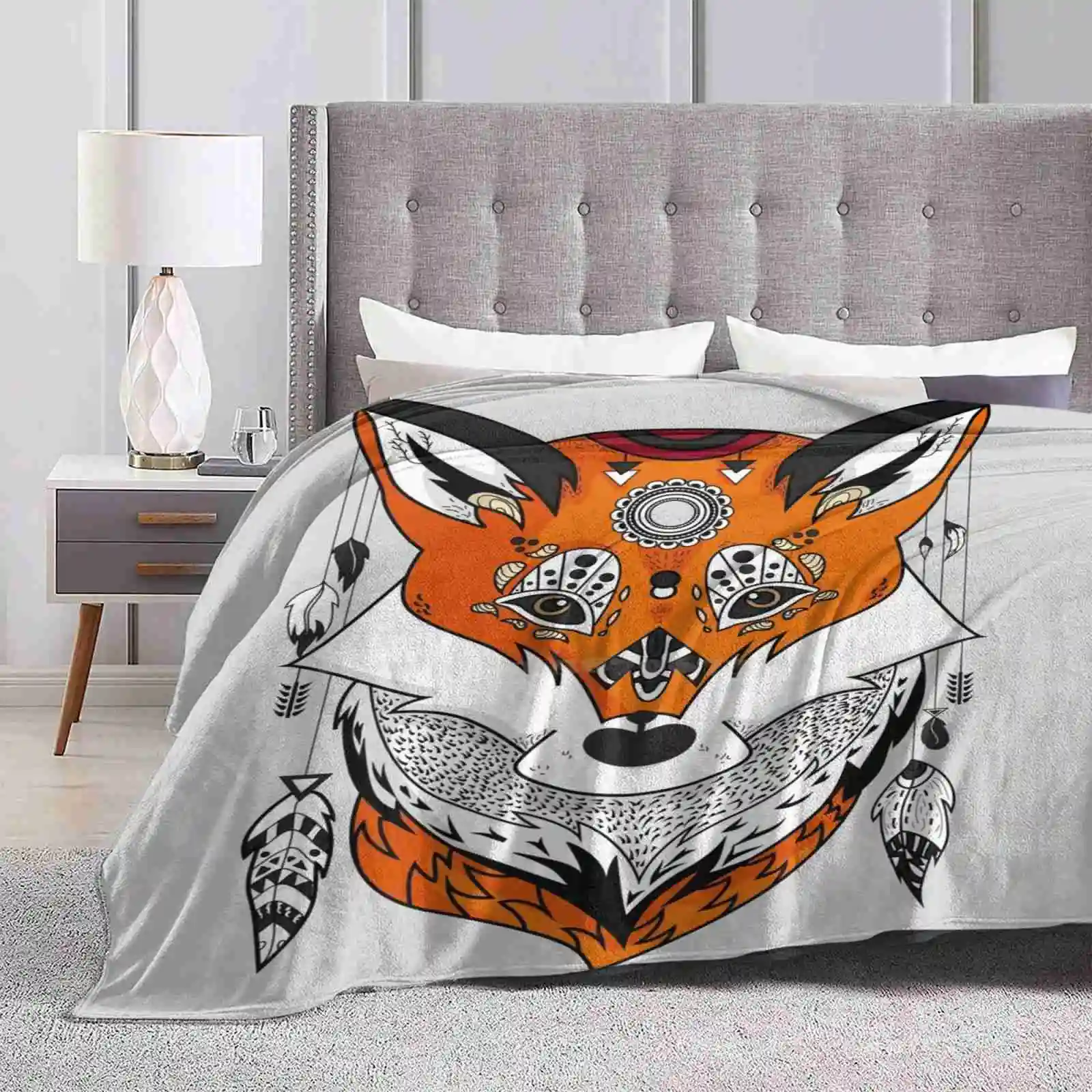 All Sizes Soft Cover Blanket Home Decor Bedding Ethnic Vector Orange Animal Forest Nature Cute Kawaii Redhead Firefox Geek