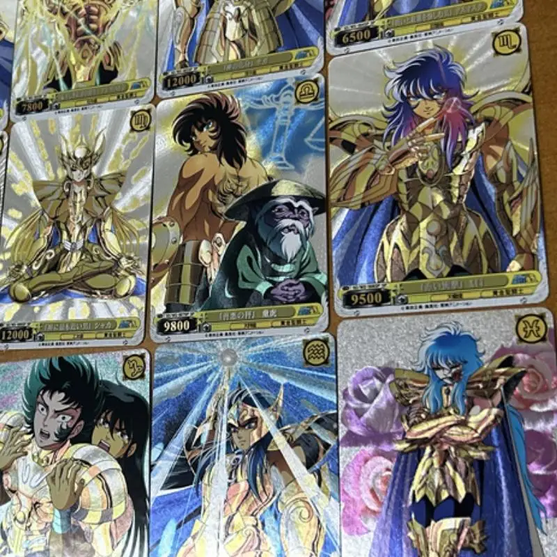 Gold Saint Seiya Flash Card Diy A Set of 12 Sheets Coarse flicker Process Action Toy Figures Anime Game Collection Gifts friends