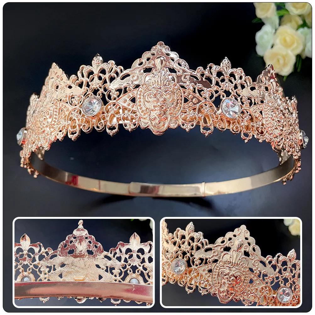 

Sparkling Rhinestone Crown Elegant Hair Ornament Zinc Alloy Tiara Decor For Bridal Wedding Party Dance Performance