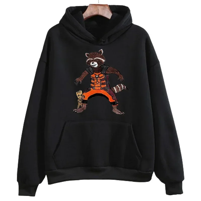 Marvel Printed Men Hoodies Daily Cartoon Tree Man Groot Creative Fashion Comfortable Trendy Autumn Winter Male Sweatshirts