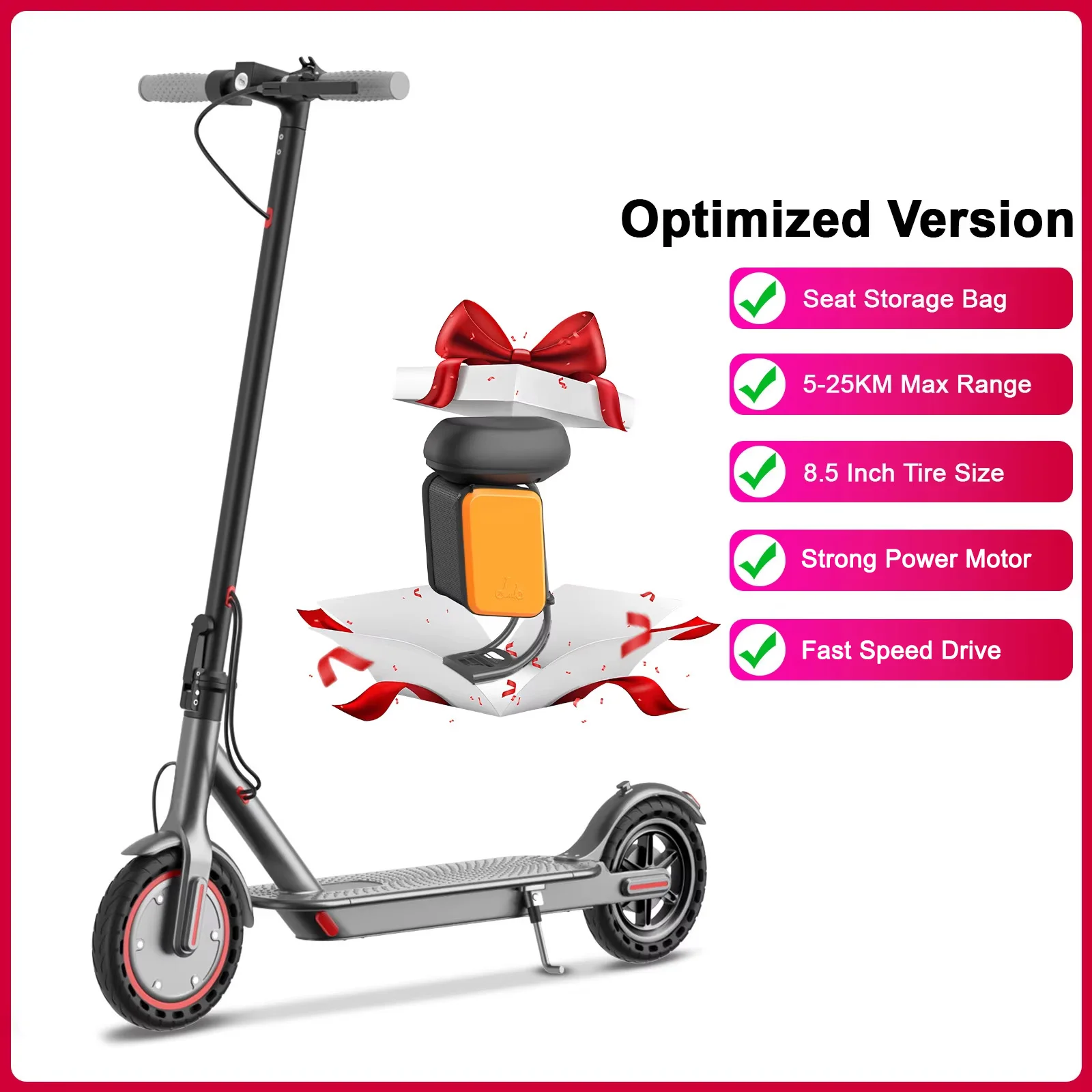 JUICEASE LP60XB/TX01 Elektrische Scooter met Zitplaats, Opbergzak, Verstelbare Snelheid via App, 8,5 Inch Banden, Volwassenen E-scooter, 36V Motor