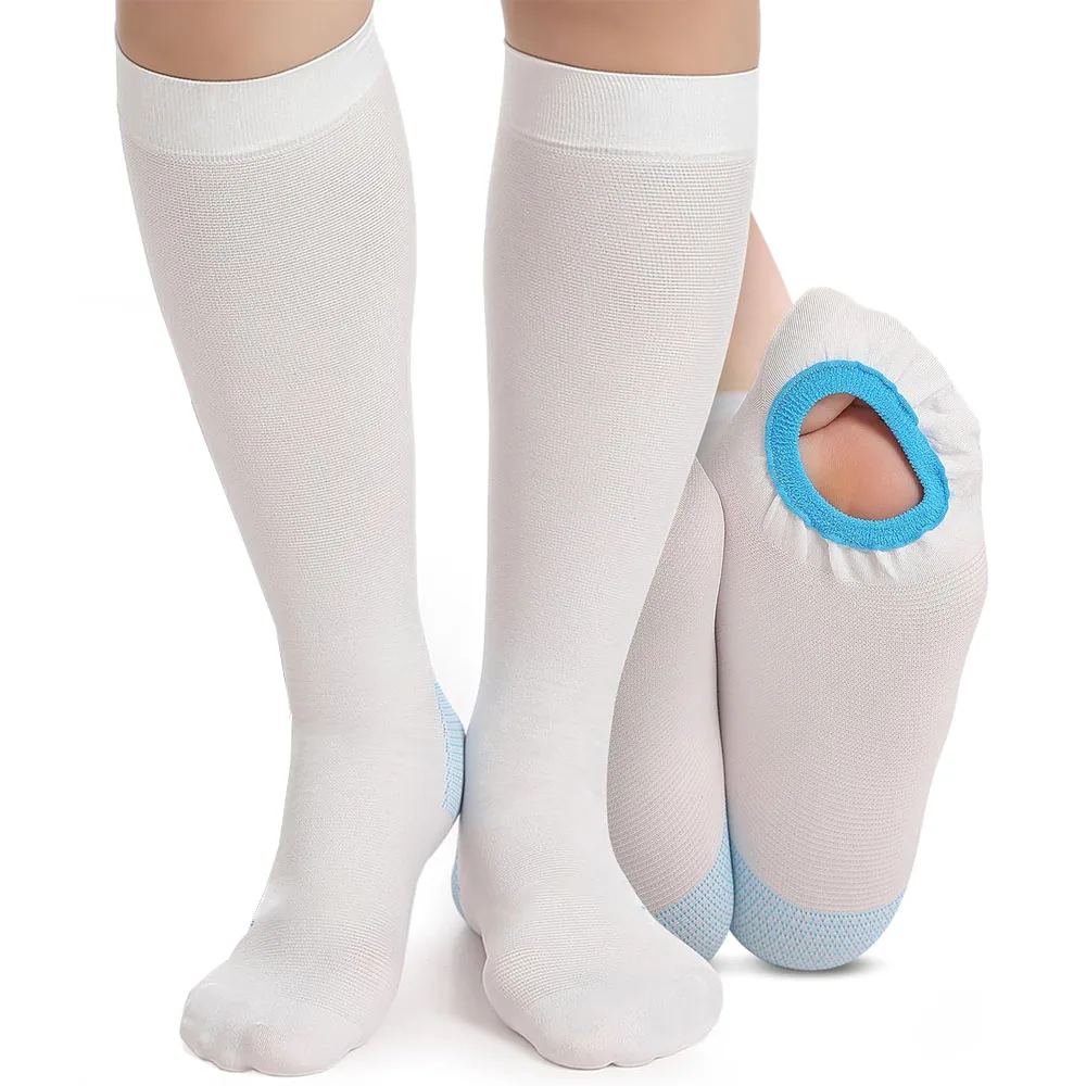 TED Hose Knee High Anti Embolism Stockings for Women & Men, Hospital Style Surgical Stockings, Plus Size White Compression Socks