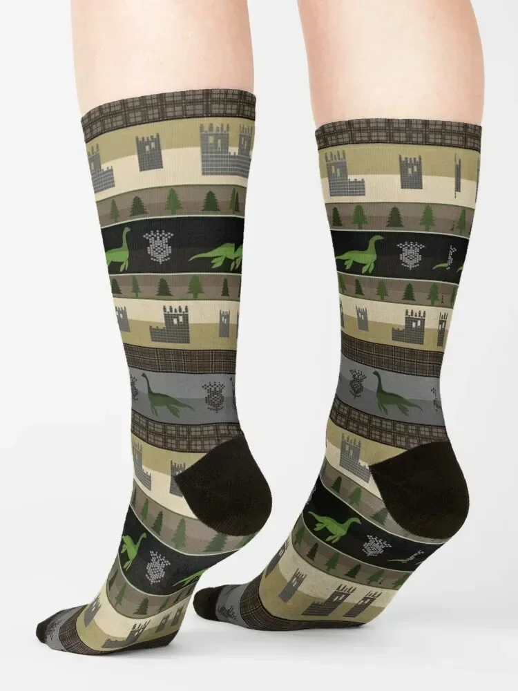 Loch Ness Fair Isle Calcetines algodón con estampado nieve diseñador Calcetines Mujer Hombre