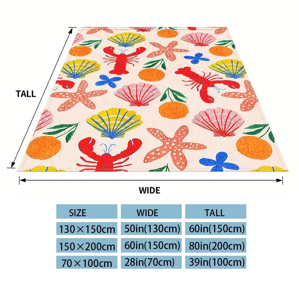 Vibrant Tropical Beach Life Throw Blanket Ocean Sea Star Coral Pattern Cozy Living Room Decor