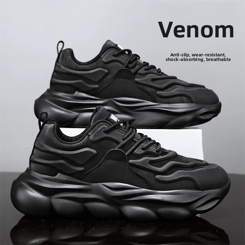 

Black Samurai Men's Shoes Summer Versatile Casual Running Soft Bottom Shock Absorption Sports Genuine Leather Trendy Dad Snea...