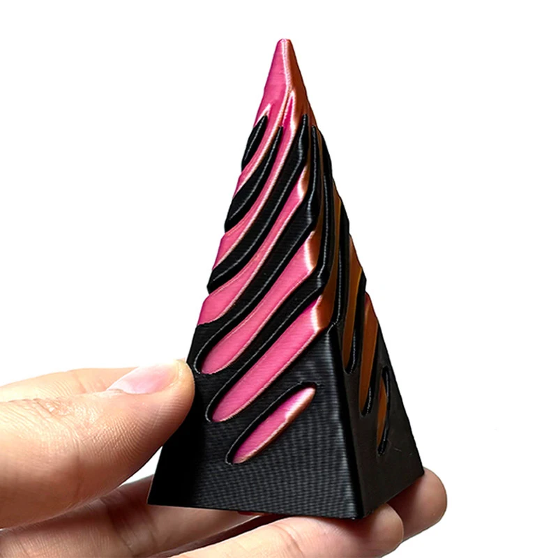 3D Printed Spiral Cone Toy Impossible Pyramid Passthrough Sculpture Pass Through Pyramid Fidget Toy Mini Vortex Thread Illusion