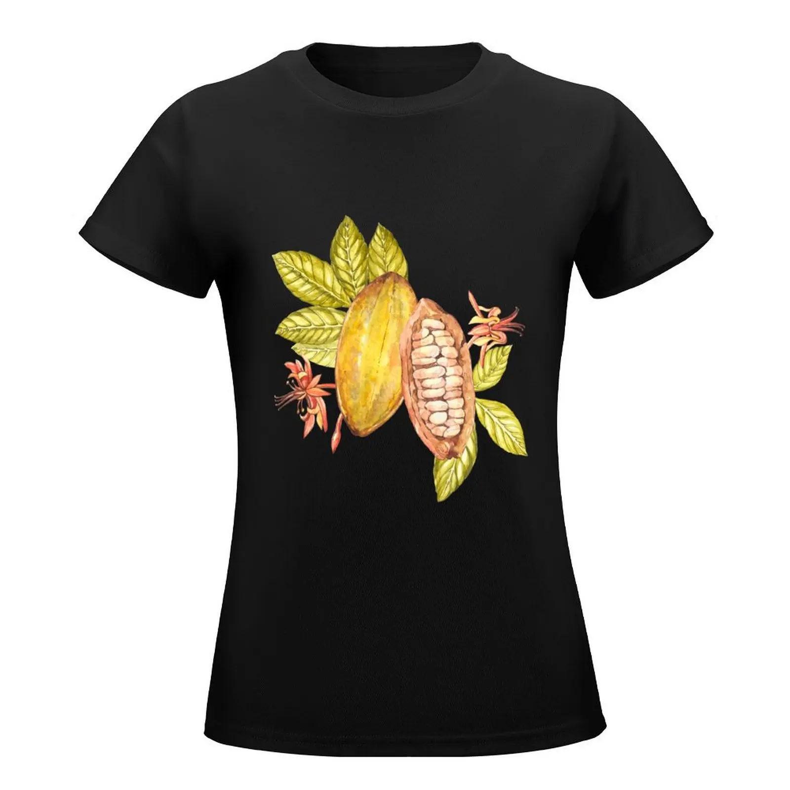 Watercolor Cocoa beans T-Shirt tops aesthetic clothes t shirt Women