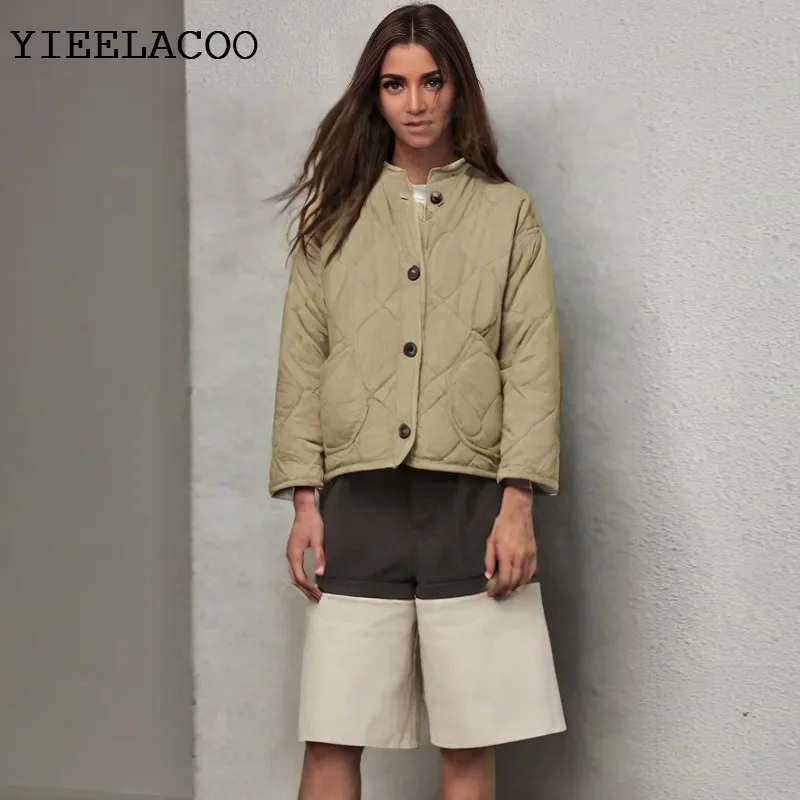 

women's Jacket khaki one-piece spring / autumn coat classics Fashionable, casual, versatile, simple, reversible cotton jacket