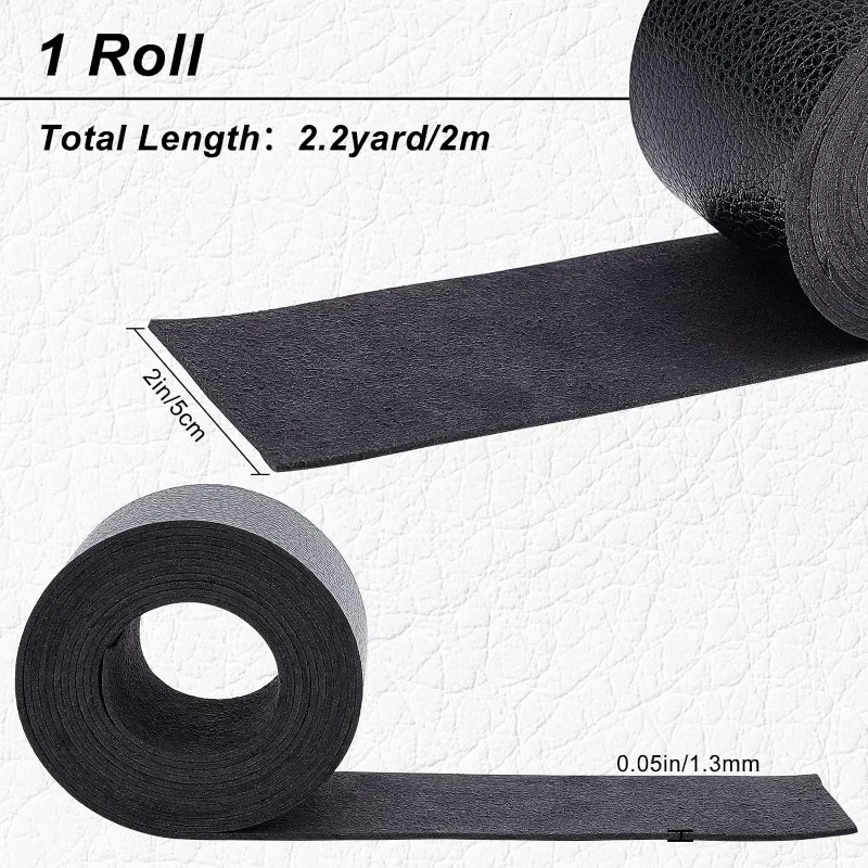 1Roll Black Leather Strap Strip 2 Inch Wide 79 Inch Long Lychee Pattern Leather Belt Strips Wrap Single Sided Flat Cord for DIY