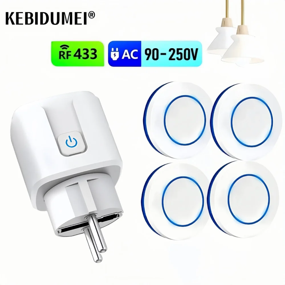 433 Mhz Wireless Remote Control AC220V 15A EV1527 Code Smart Socket Electric Plug Electrical Outlets For Light Lamp Smart Home