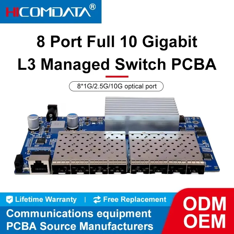 8 portas SFP+ de 10 gigabits L3 Switch de rede gerenciado Suporte DHCP e roteamento dinâmico Suporte divisão VLAN e porta aggrega