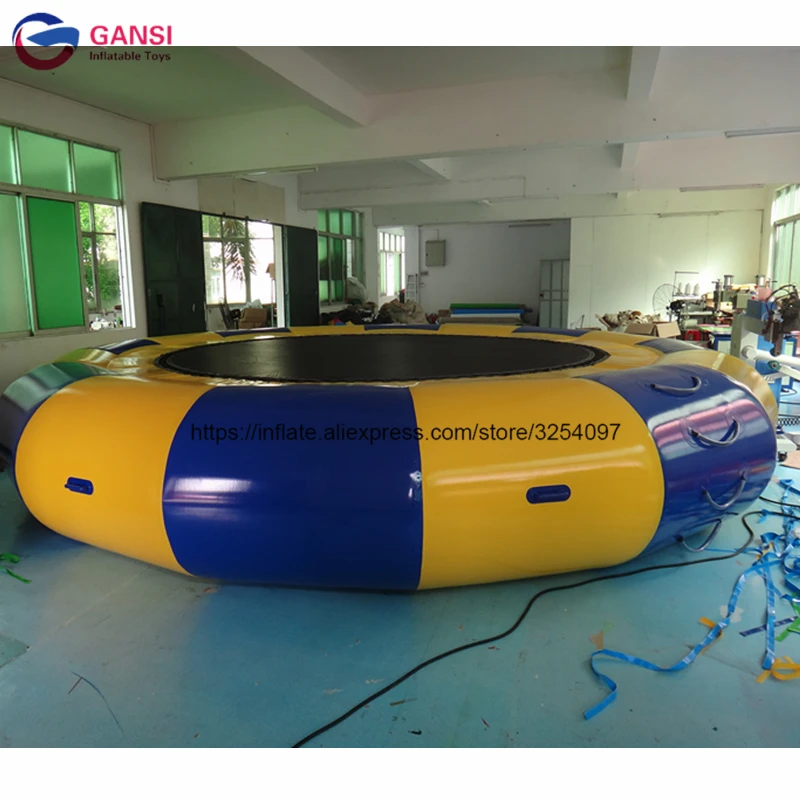 Newest Hot Selling 4M Inflatable Water Trampoline Float , Trampoline Park Inflatable Jumping Water Bed For Entertainment