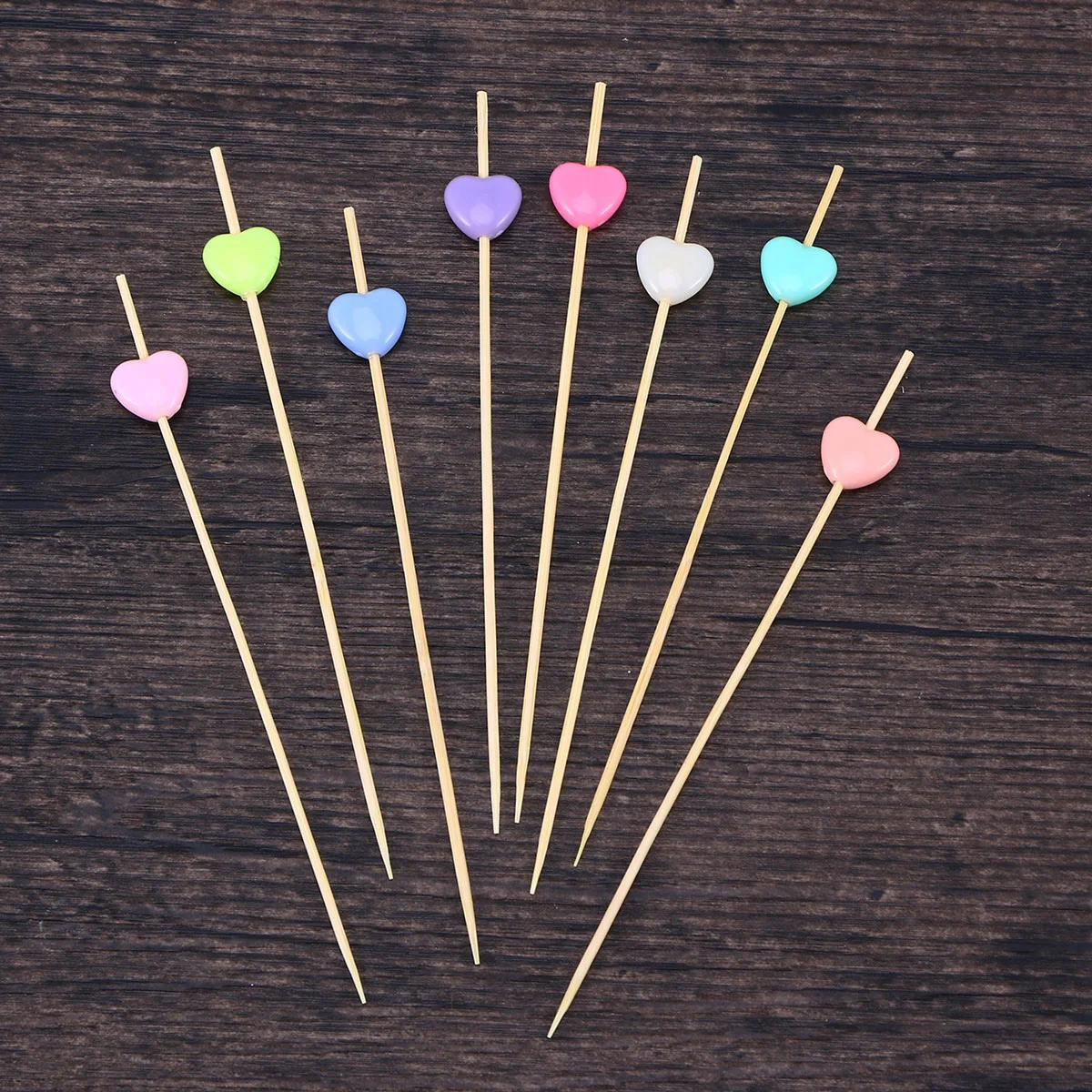 

200pcs Bamboo Picks Cocktail Food Sticks Heart Shaped Stirrers Eco Friendly Disposable Party Supplies Fruits Skewers Wedding