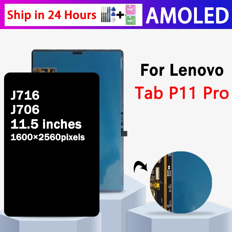 11.5“AMOLED For Lenovo Tab P11 pro J716 J706 LCD Display Touch Screen Digitizer Assembly TB-J706F TB-J706L TB-J716F Display