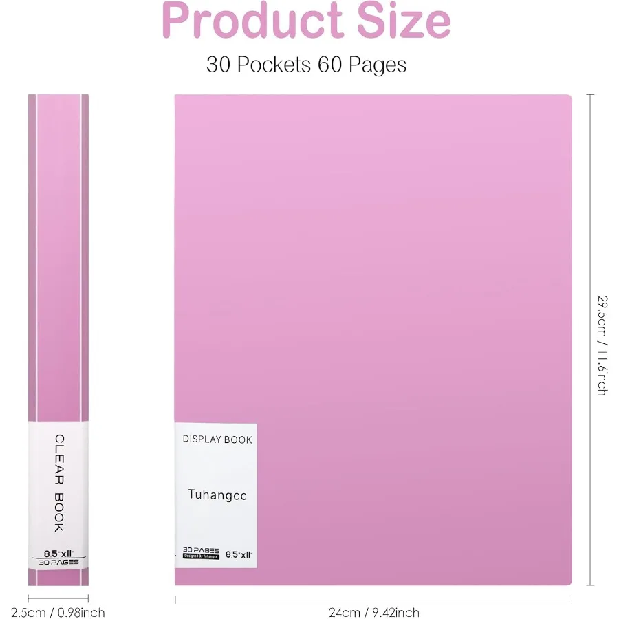 30 Pocket Binder met Plastic Hoezen met Doorzichtige Vel Protecto 8,5 "x 11" Heavy Duty Art Portfolio Map Presentatie Boek Displ