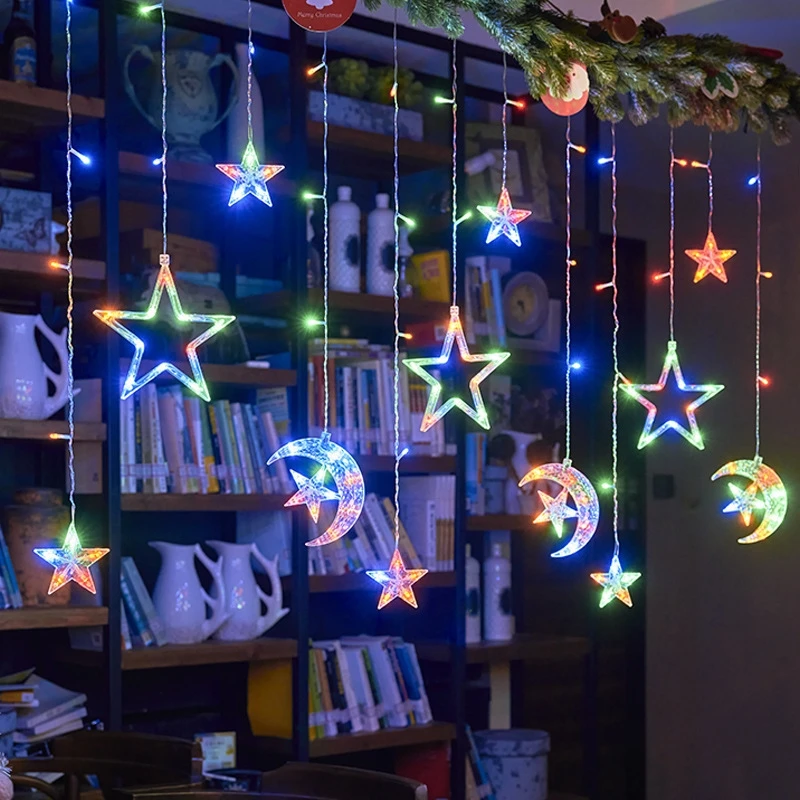 LED Strip Light Christmas Pendant Lights Romantic Home Deco Colourful Start Moon Light Suspension Decoration 3.5M Hanglamp Decor