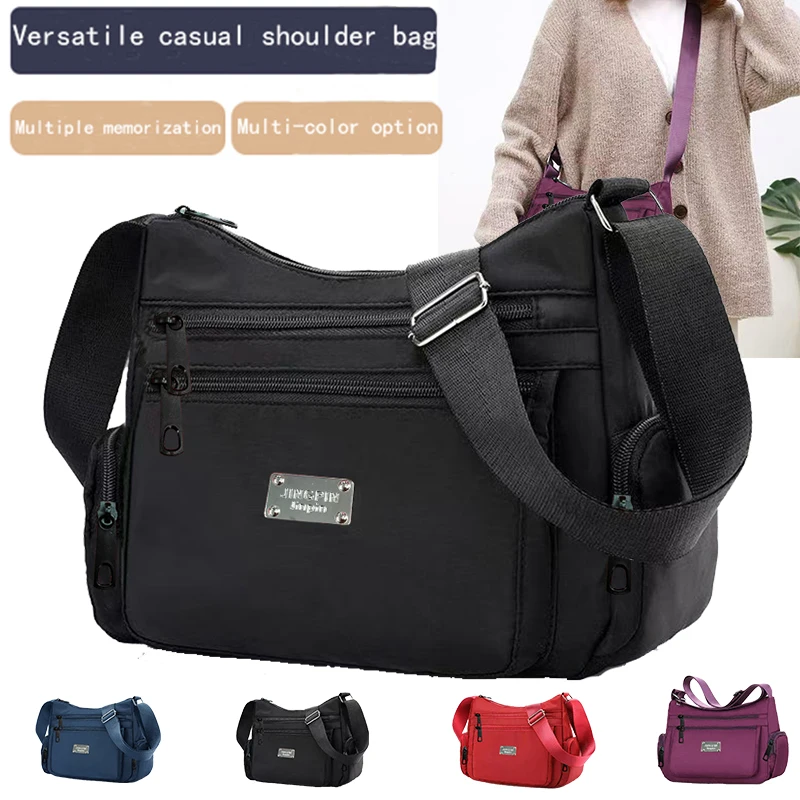 Everyday Versatile Water-resistant Nylon Shoulder Bag Trendy Multi-color Design, Practical Layout for Weekend Short Trips