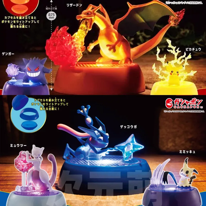 Anime Pokemon Light-up Action Figure Charizard Gengar Pikachu Mewtwo Mimikyu Modellen Collectible Desktop Ornament Kids Geschenken