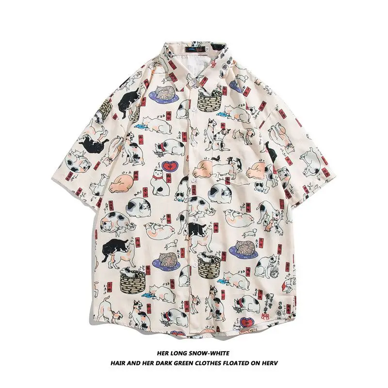High-quality Hawaiian retro cool short-sleeved floral shirt