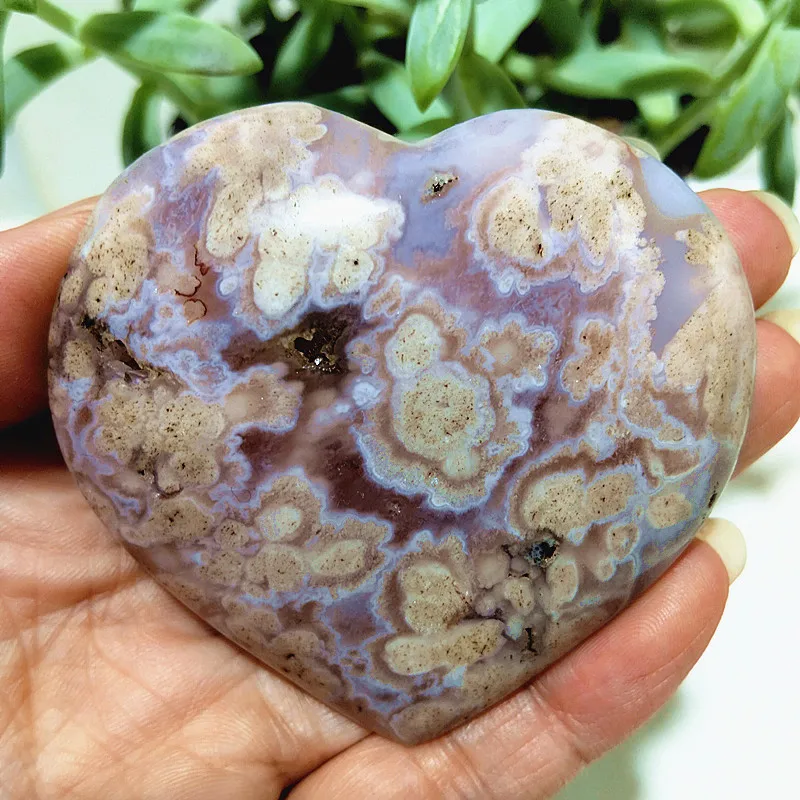Natural Crystal Pretty Cherry Blossom Agate Stones Heart Meditation Spiritual Energy Healing Feng Shui Crystal Home Decoration